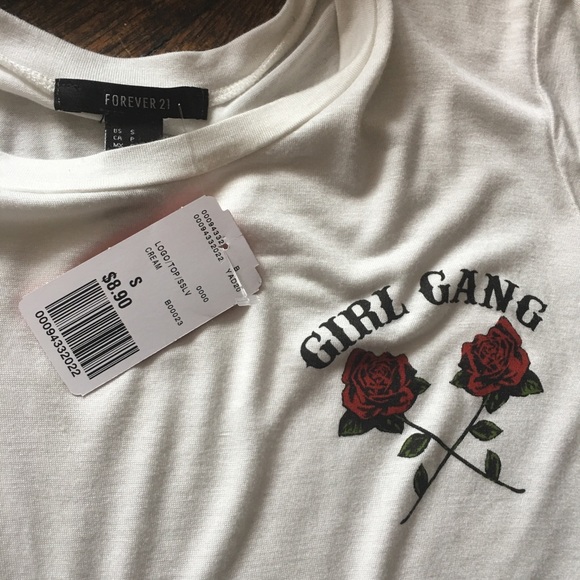 SOLD Forever 21 Stretchy Girl Gang Tee Small NWT - Picture 2 of 2